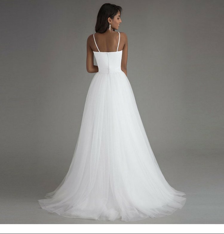 Spaghetti Strap White A Line Sweetheart Beach Wedding Dresses